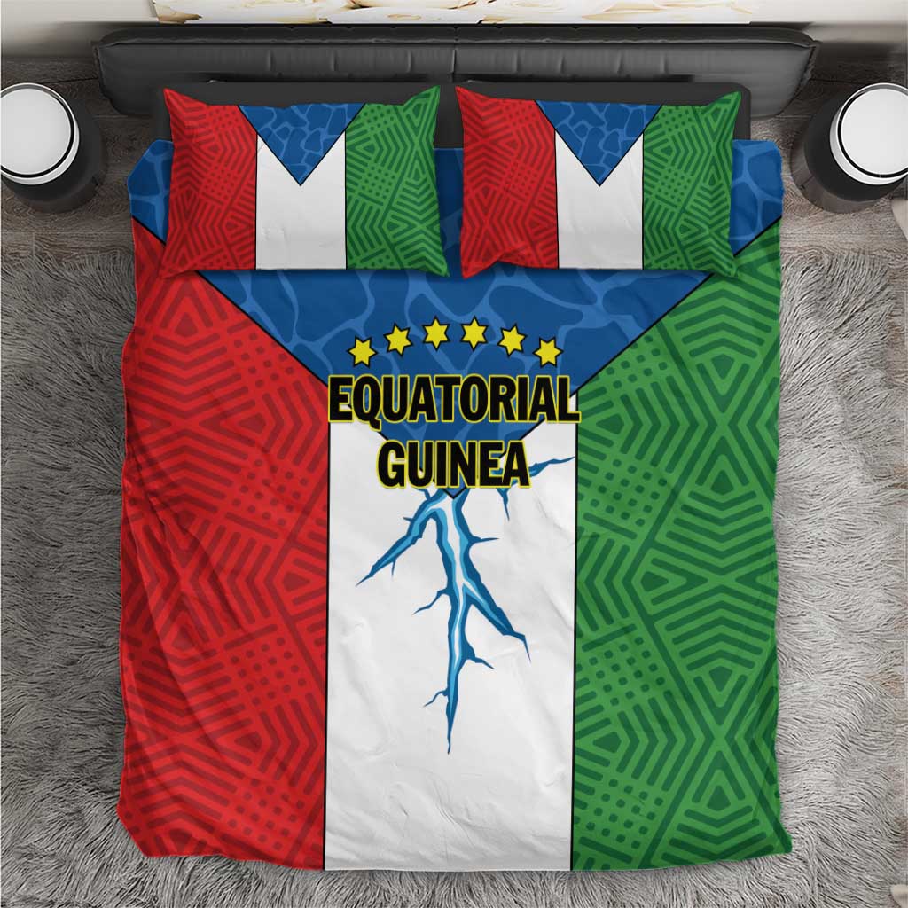 Colorful duvet cover with Equatorial Guinea graphic: red, blue, green panels and stars