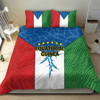 Bedding set featuring Equatorial Guinea graphic on duvet cover with matching red, blue, green pillows