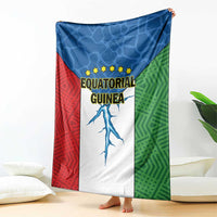Tri-color Equatorial Guinea flag blanket with stars and Equatorial Guinea lettering, blue figure