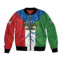 Colorful Equatorial Guinea flag bomber jacket with front zipper and black rib trim