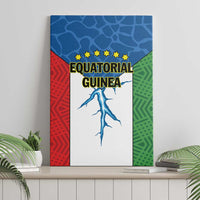 Equatorial Guinea flag canvas print with blue figure silhouette and row of gold stars