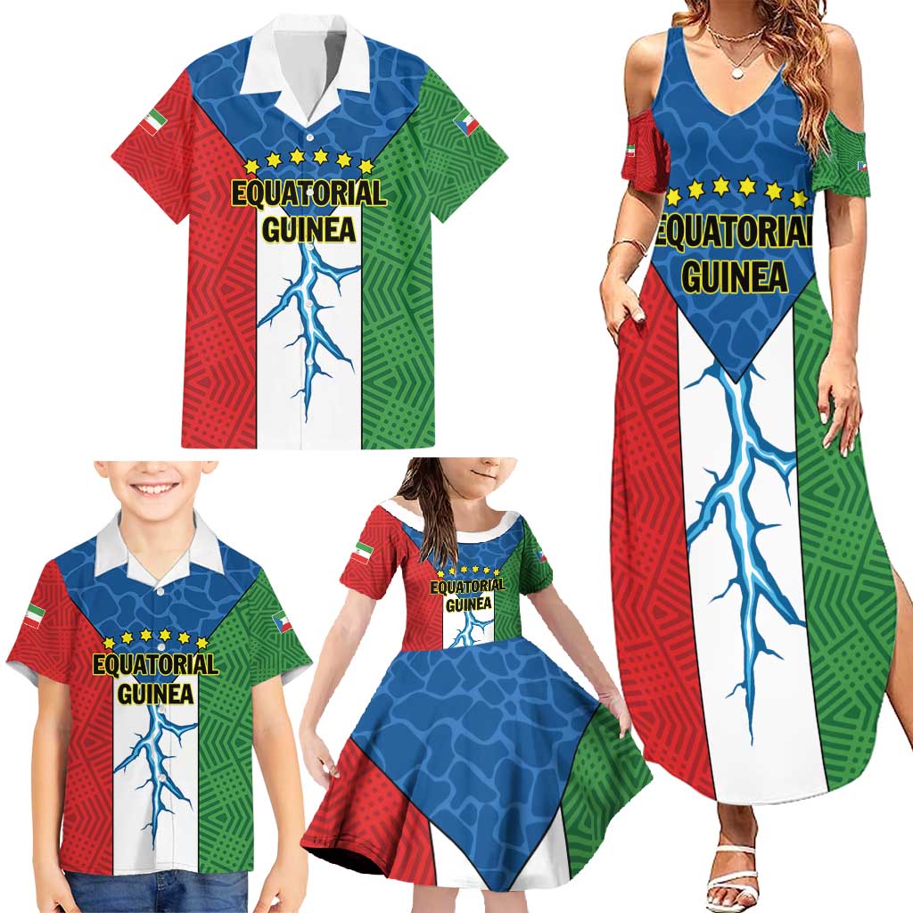 Personalized Equatorial Guinea Family Matching Summer Maxi Dress and Hawaiian Shirt Unidad Paz Justicia - Wonder Print Shop