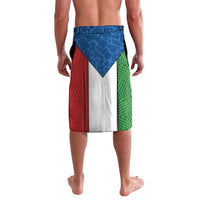 Personalized Equatorial Guinea lavalava wrap skirt with blue, red, green, white panels