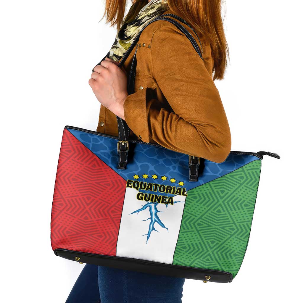 Equatorial Guinea Leather Tote Bag Unidad Paz Justicia - Wonder Print Shop