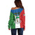 Personalized Equatorial Guinea Off Shoulder Sweater Unidad Paz Justicia - Wonder Print Shop