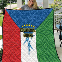 Equatorial Guinea flag quilt with red, blue, and green panels and center emblem