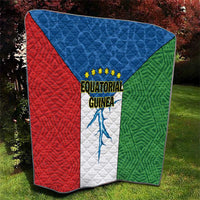 Equatorial Guinea flag quilt with red left, blue top, green right panels and emblem