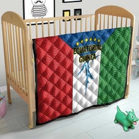 Equatorial Guinea flag quilt on crib with red, blue, and green panels and emblem