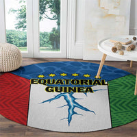 Round rug with blue map emblem, gold stars, and red green blue segments in geometric pattern