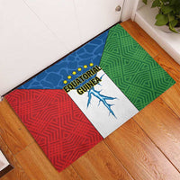 Equatorial Guinea rubber doormat with tilted red, blue, green geometric panels and central emblem text