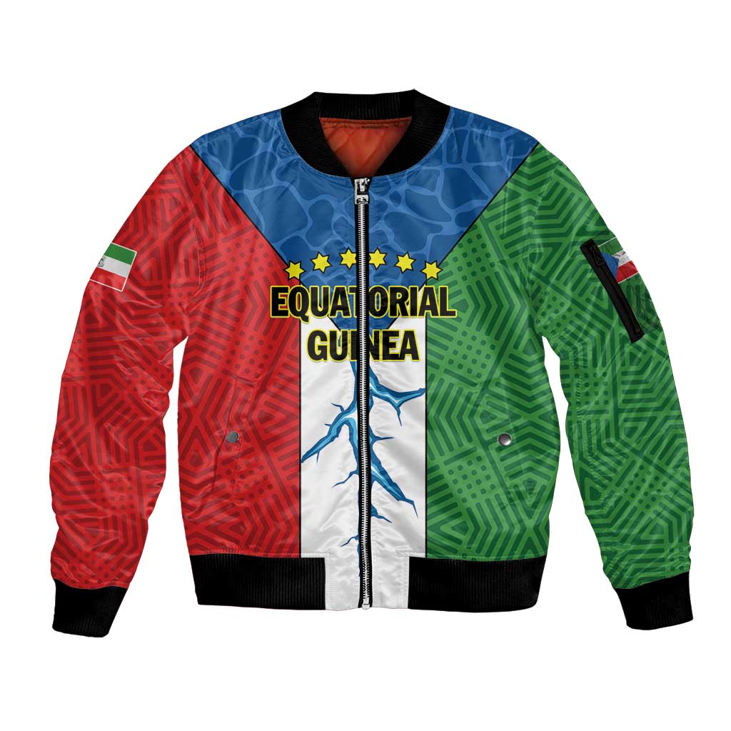 Personalized Equatorial Guinea Sleeve Zip Bomber Jacket Unidad Paz Justicia - Wonder Print Shop