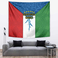 Equatorial Guinea tapestry with tri-color red/blue/green design and vertical white logo panel