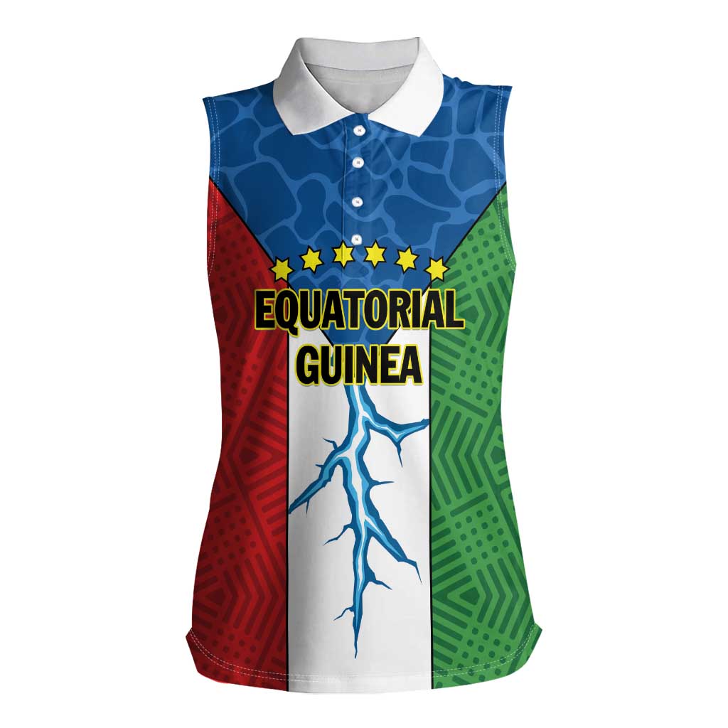 Personalized Equatorial Guinea Women Sleeveless Polo Shirt Unidad Paz Justicia - Wonder Print Shop