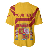 Yellow Spain baseball jersey back with YOUR TEXT and large shield crest