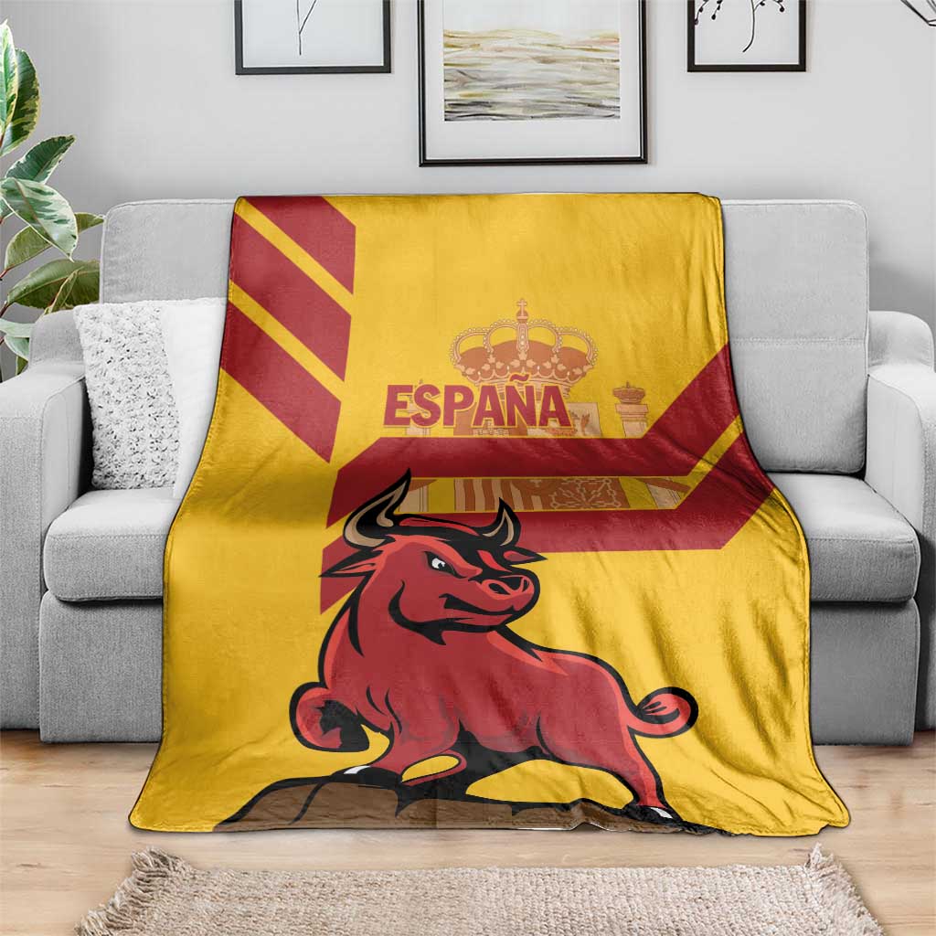 Yellow Spain blanket with Spanish bull and ESPAÑA graphic