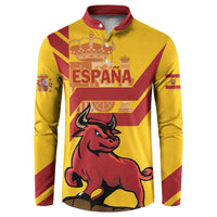 Yellow Spain button sweatshirt with bull graphic and long sleeves