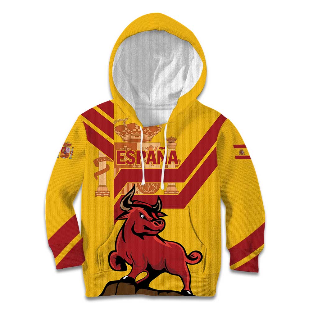 Personalized Spain Kid Hoodie Spanish Fighting Bull - Wonder Print Shop