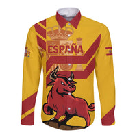 Yellow long-sleeve button shirt with Spain bull graphic and red accents