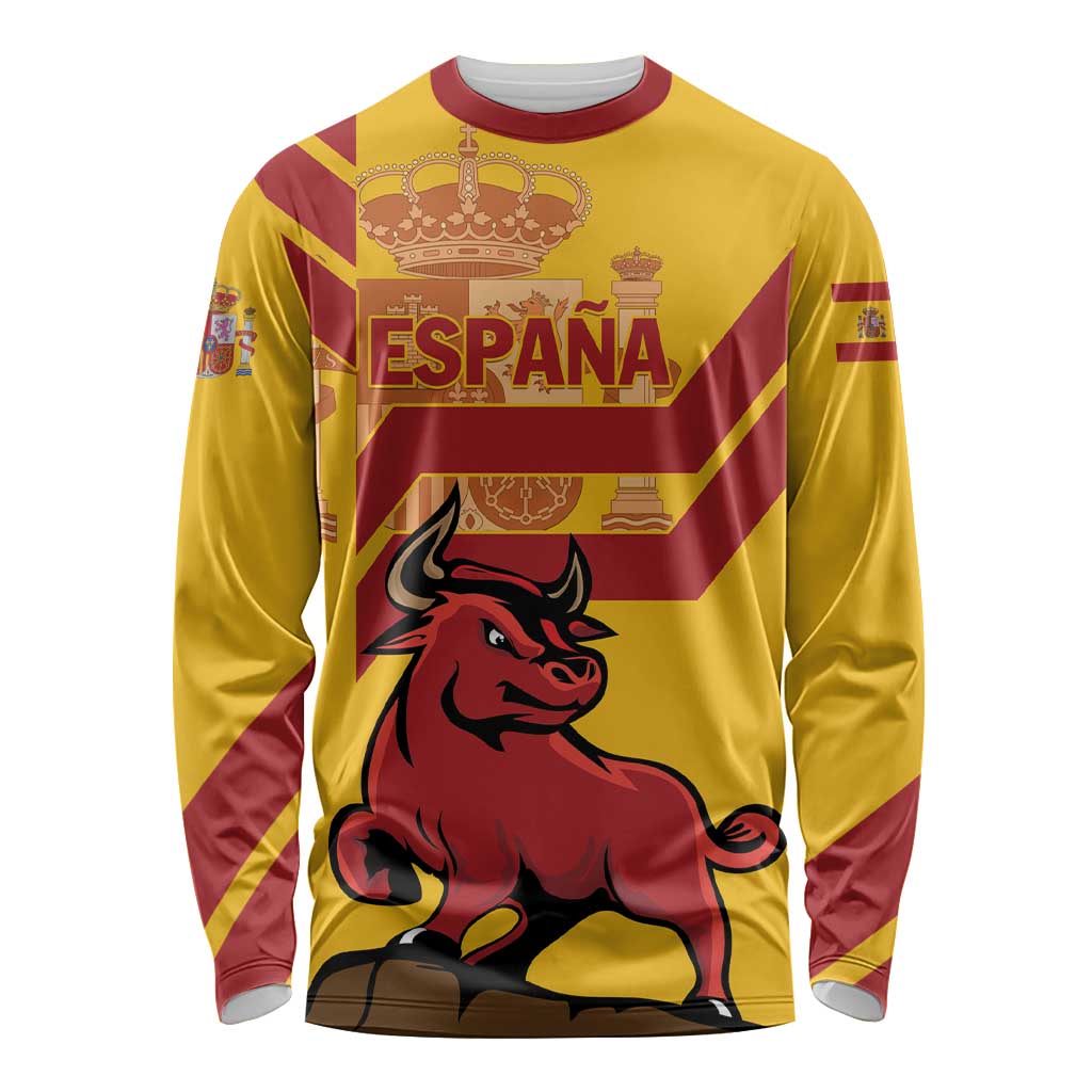 Personalized Spain Long Sleeve Shirt Spanish Fighting Bull - Wonder Print Shop