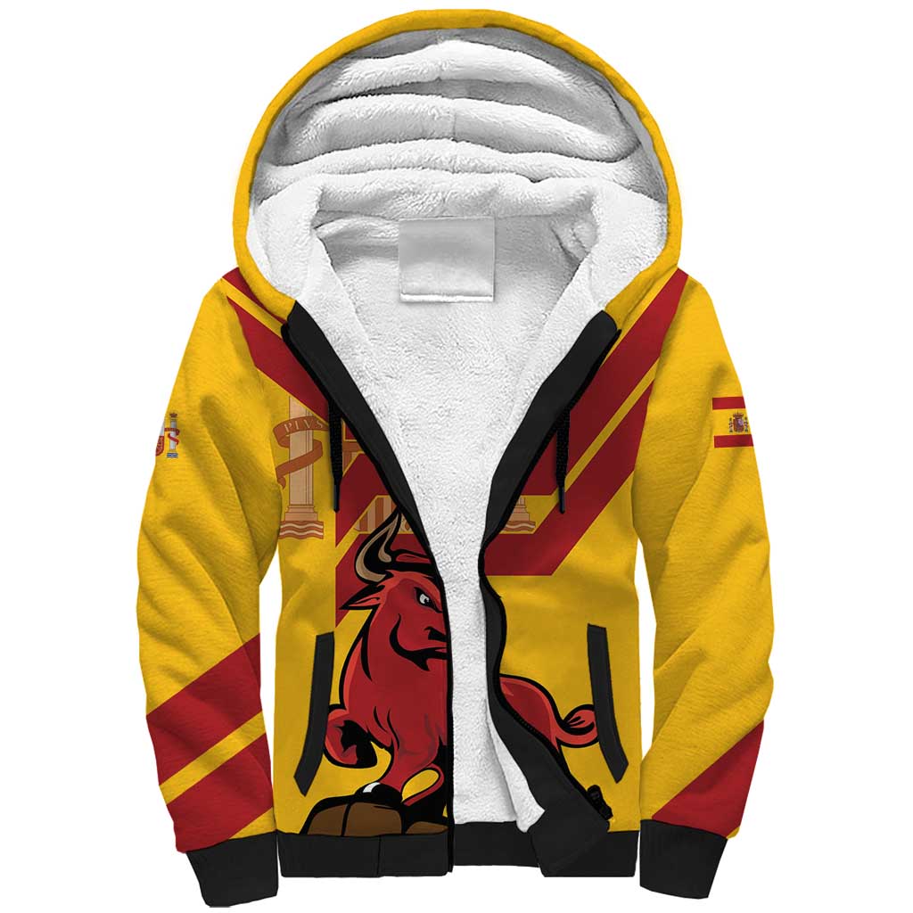 Personalized Spain Sherpa Hoodie Spanish Fighting Bull - Wonder Print Shop