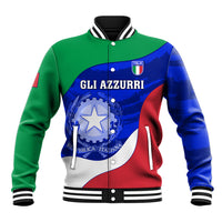 Baseball jacket with ribbed collar, green/blue/red panels and front crest graphic