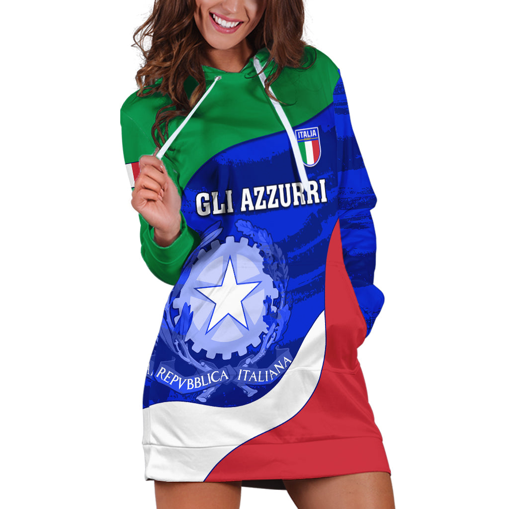 Italy Rugby Hoodie Dress Forza Azzurri 2023 World Cup - Wonder Print Shop