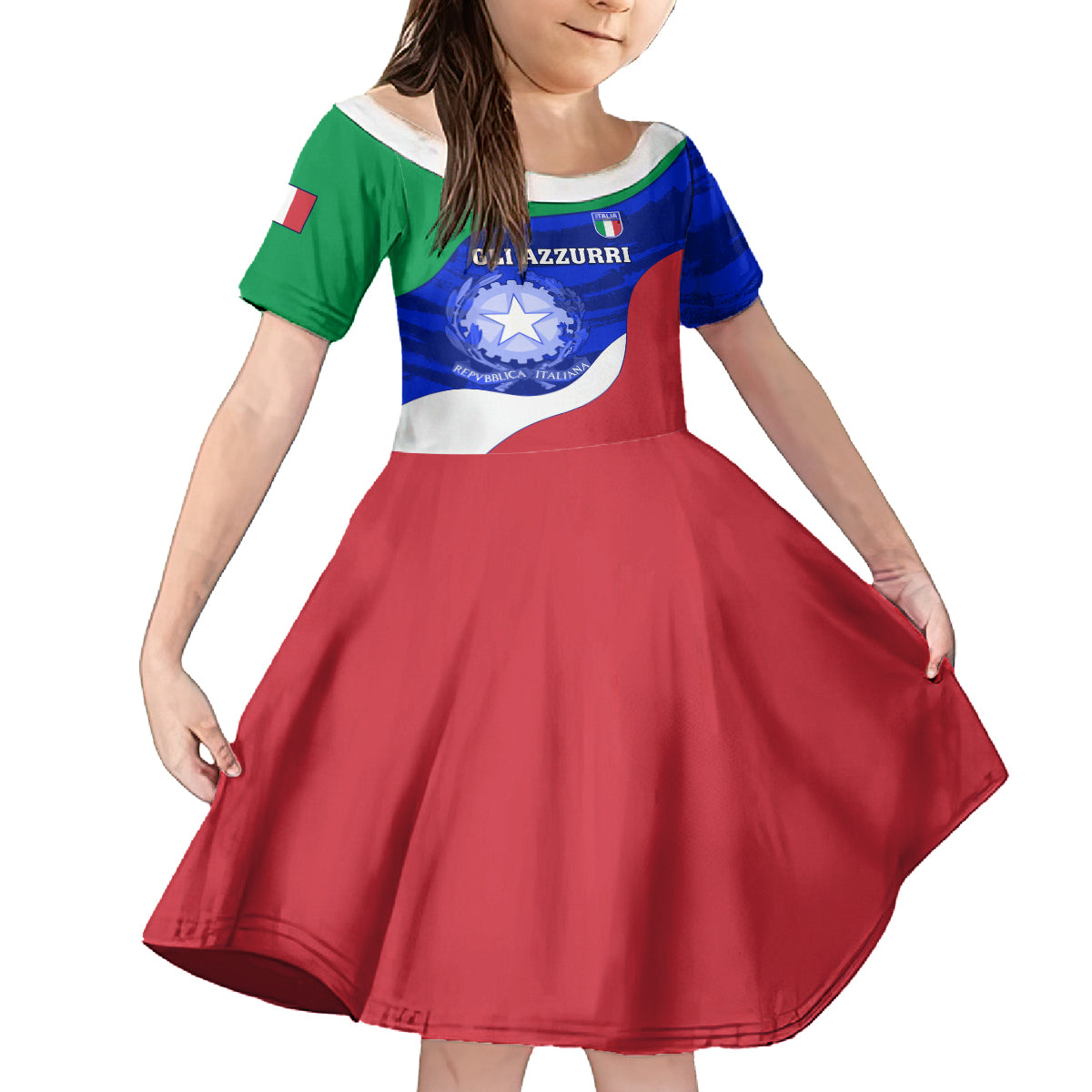 Italy Rugby Kid Short Sleeve Dress Forza Azzurri 2023 World Cup - Wonder Print Shop