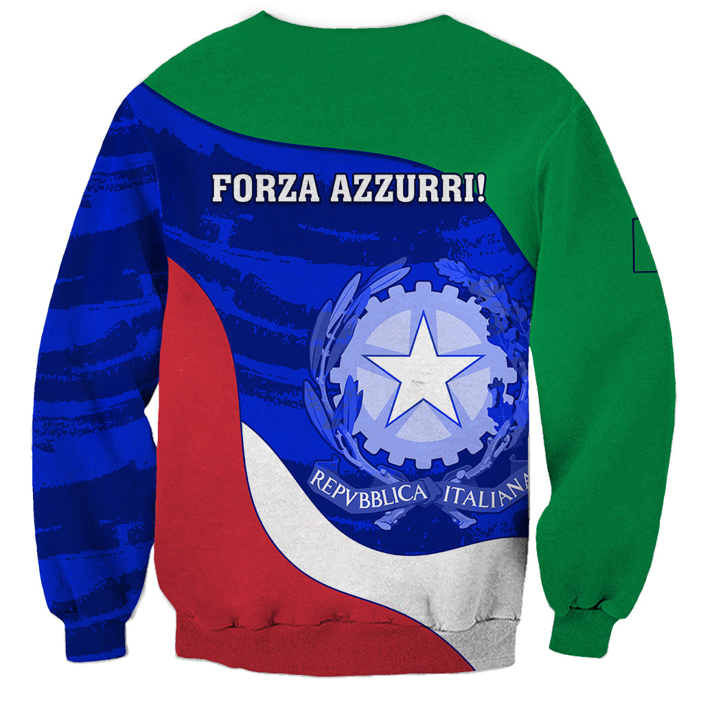 Unisex Italy rugby sweatshirt, green back with 'FORZA AZZURRI!' and crest graphic