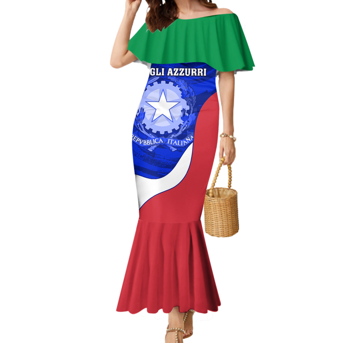 Custom Italy Rugby Mermaid Dress Forza Azzurri 2023 World Cup - Wonder Print Shop