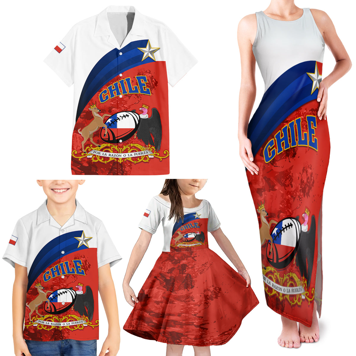 Chile Rugby Family Matching Tank Maxi Dress and Hawaiian Shirt The Condors Go 2023 World Cup - Wonder Print Shop