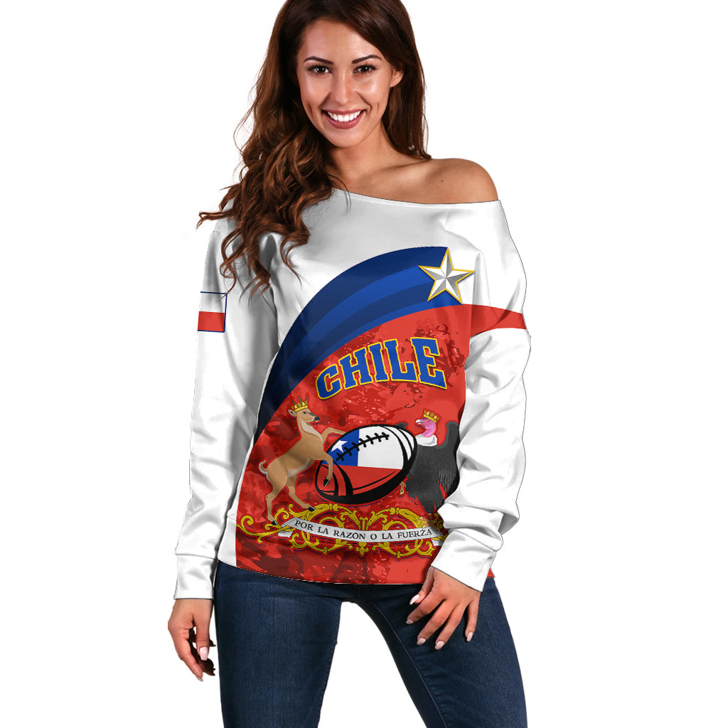 Chile Rugby Off Shoulder Sweater The Condors Go 2023 World Cup - Wonder Print Shop