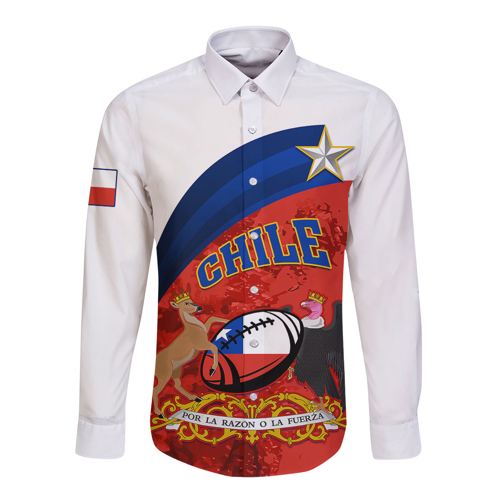 Custom Chile Rugby Long Sleeve Button Shirt The Condors Go 2023 World Cup - Wonder Print Shop