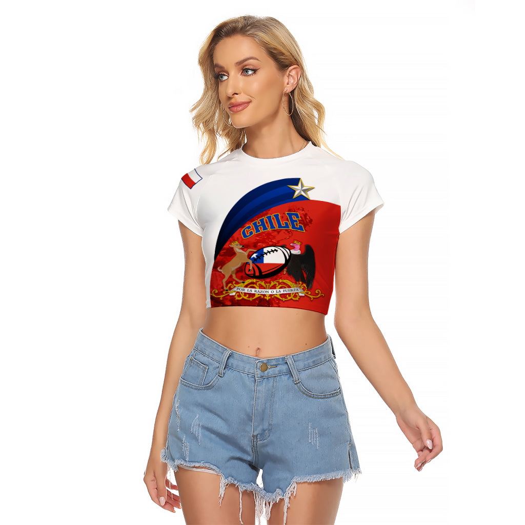 Custom Chile Rugby Raglan Cropped T Shirt The Condors Go 2023 World Cup - Wonder Print Shop