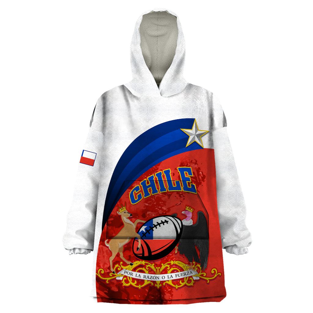 Custom Chile Rugby Wearable Blanket Hoodie The Condors Go 2023 World Cup - Wonder Print Shop