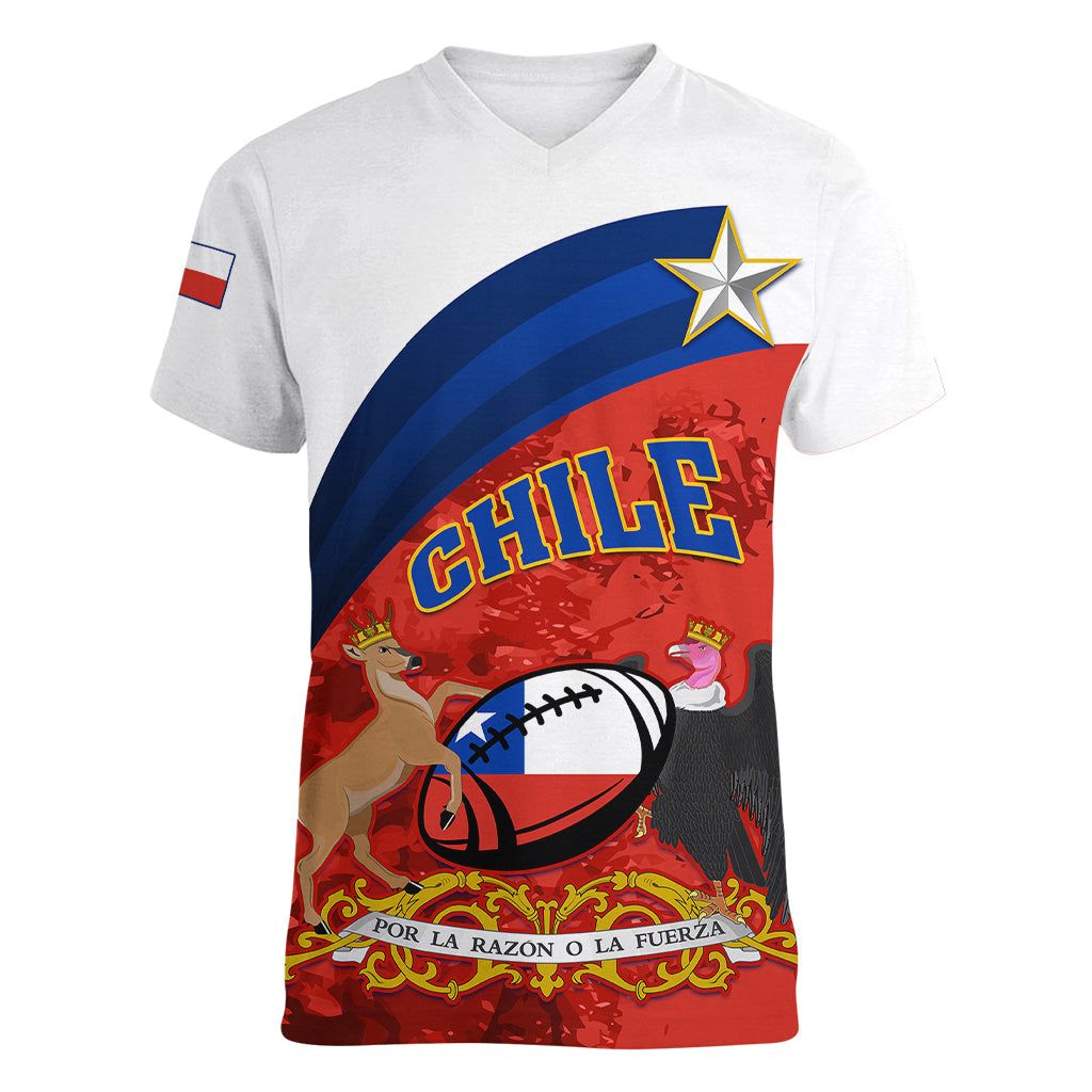 Custom Chile Rugby Women V Neck T Shirt The Condors Go 2023 World Cup - Wonder Print Shop