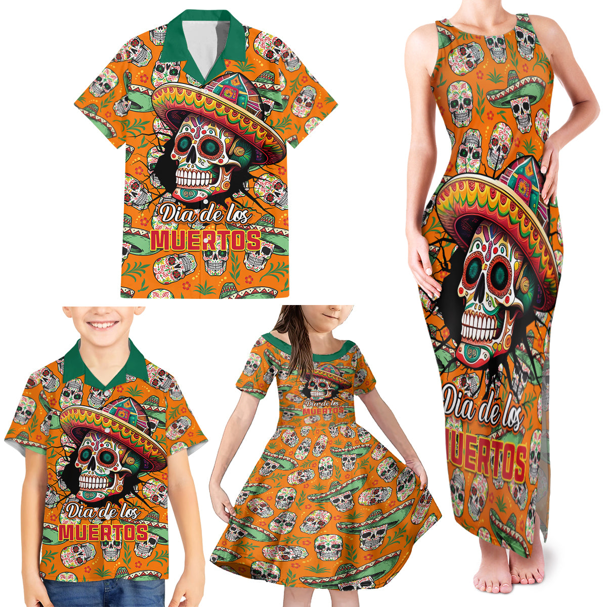 personalised-day-of-the-dead-family-matching-tank-maxi-dress-and-hawaiian-shirt-sugar-skull-dia-de-los-muertos