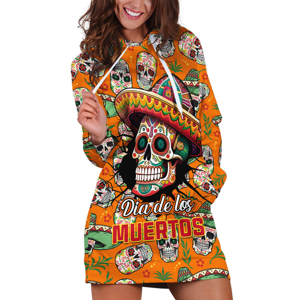 Personalised Day Of The Dead Hoodie Dress Sugar Skull Dia de los Muertos - Wonder Print Shop