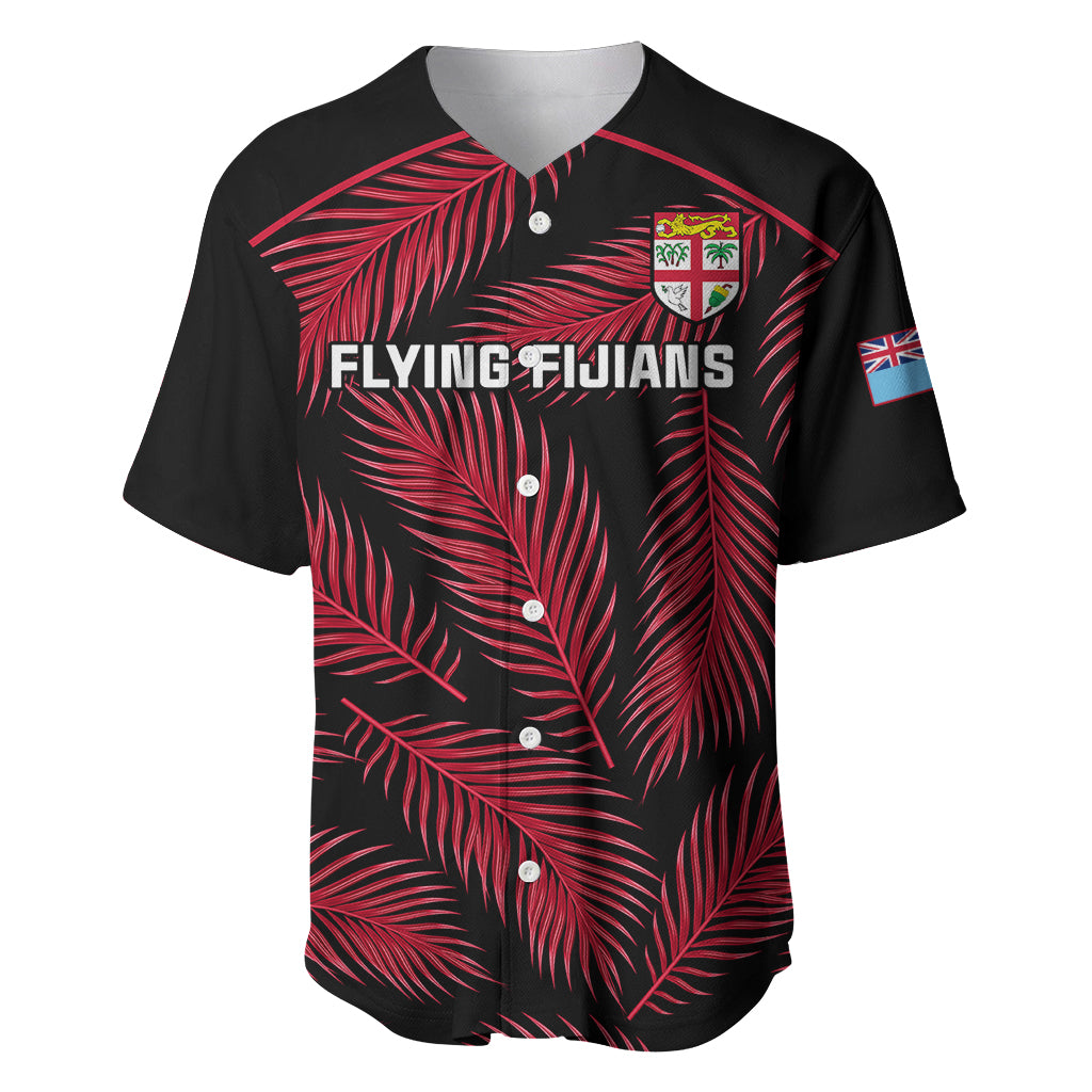 Custom Fiji Rugby Baseball Jersey Flying Fijians Red Palm Tree Version - Wonder Print Shop