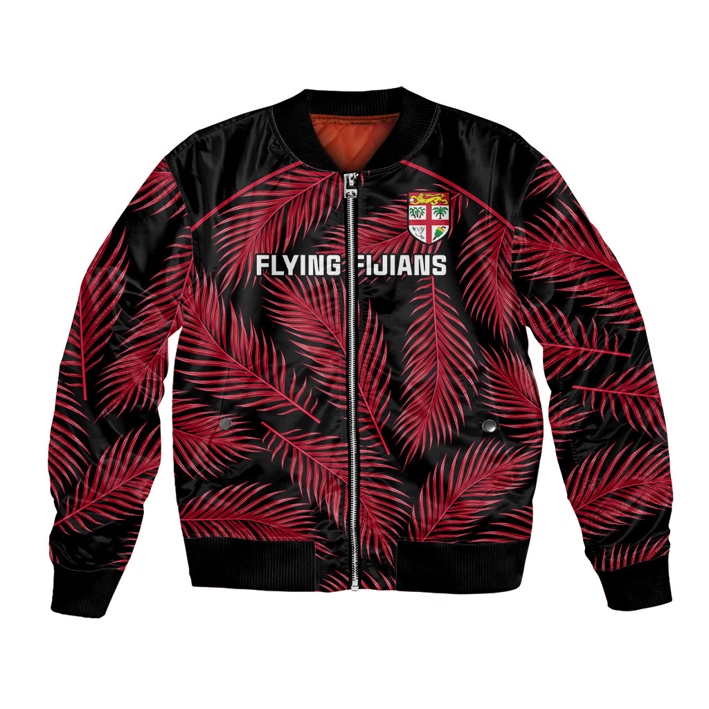 Custom Fiji Rugby Bomber Jacket Flying Fijians Red Palm Tree Version - Wonder Print Shop