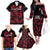 Custom Fiji Rugby Family Matching Off Shoulder Long Sleeve Dress and Hawaiian Shirt Flying Fijians Red Palm Tree Version - Wonder Print Shop