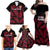 Custom Fiji Rugby Family Matching Off Shoulder Maxi Dress and Hawaiian Shirt Flying Fijians Red Palm Tree Version - Wonder Print Shop