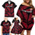 Custom Fiji Rugby Family Matching Off Shoulder Short Dress and Hawaiian Shirt Flying Fijians Red Palm Tree Version - Wonder Print Shop