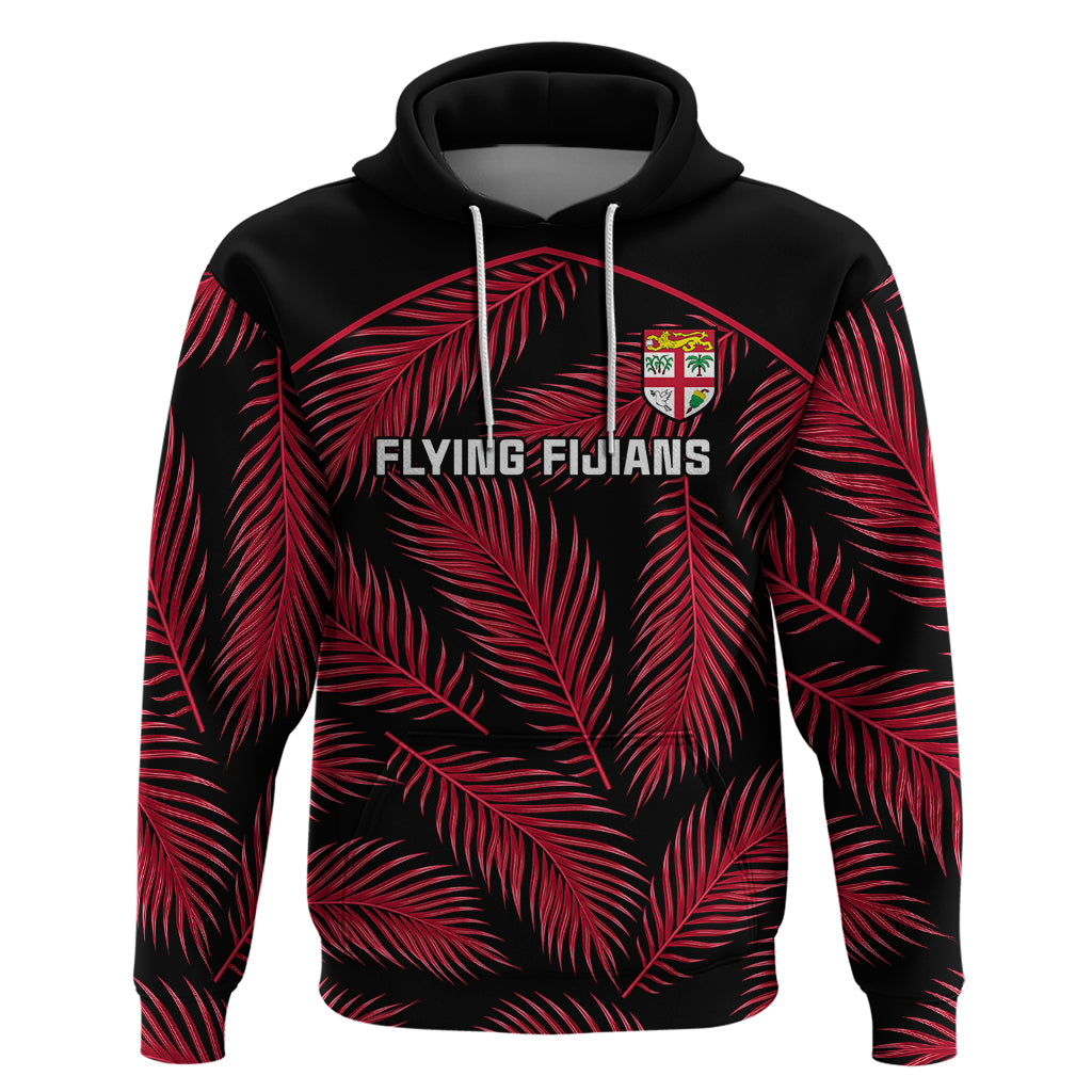 Custom Fiji Rugby Hoodie Flying Fijians Red Palm Tree Version - Wonder Print Shop