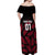 Custom Fiji Rugby Off Shoulder Maxi Dress Flying Fijians Red Palm Tree Version - Wonder Print Shop