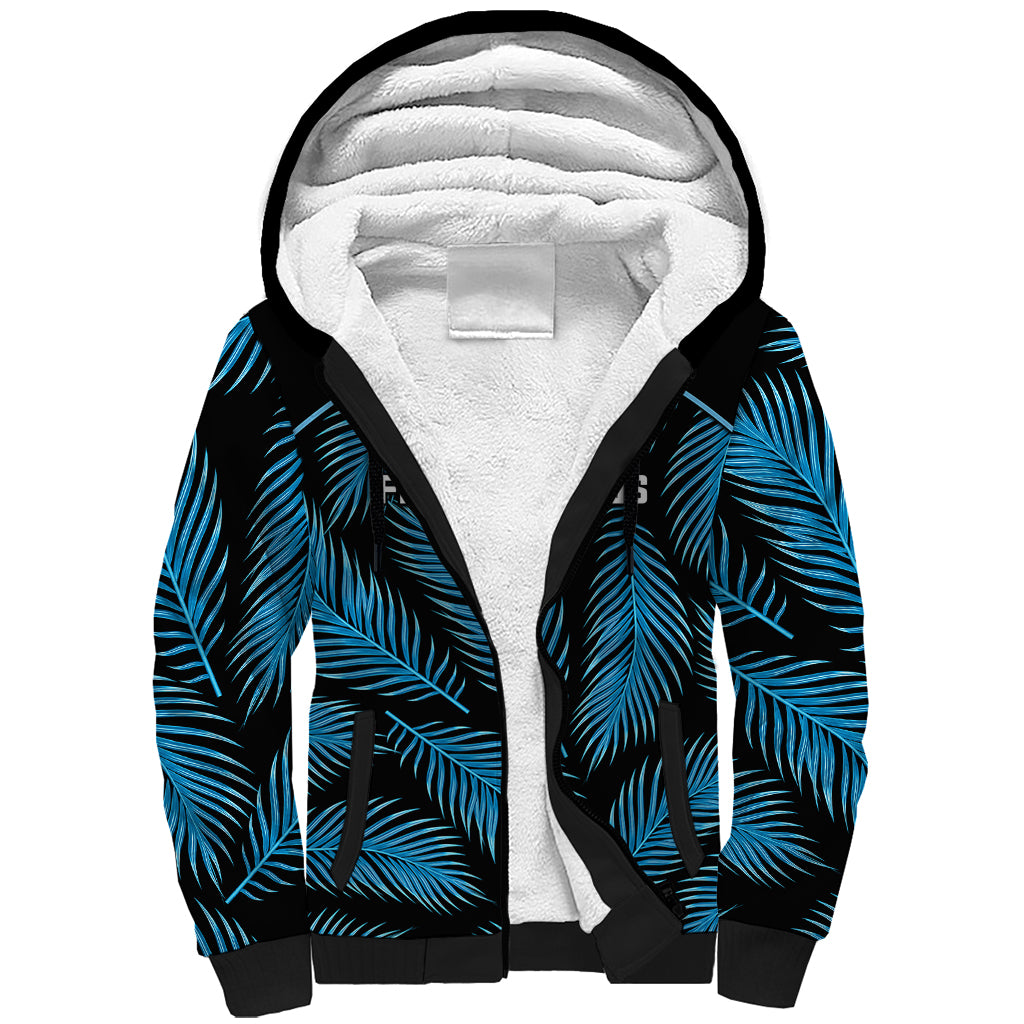 Fiji Rugby Sherpa Hoodie Flying Fijians Blue Palm Tree Version - Wonder Print Shop