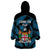 Fiji Rugby Wearable Blanket Hoodie Flying Fijians Blue Palm Tree Version - Wonder Print Shop