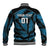 Custom Fiji Rugby Baseball Jacket Flying Fijians Blue Palm Tree Version - Wonder Print Shop