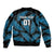 Custom Fiji Rugby Bomber Jacket Flying Fijians Blue Palm Tree Version - Wonder Print Shop