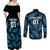 Custom Fiji Rugby Couples Matching Off Shoulder Maxi Dress and Long Sleeve Button Shirts Flying Fijians Blue Palm Tree Version - Wonder Print Shop