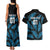 Custom Fiji Rugby Couples Matching Tank Maxi Dress and Hawaiian Shirt Flying Fijians Blue Palm Tree Version - Wonder Print Shop